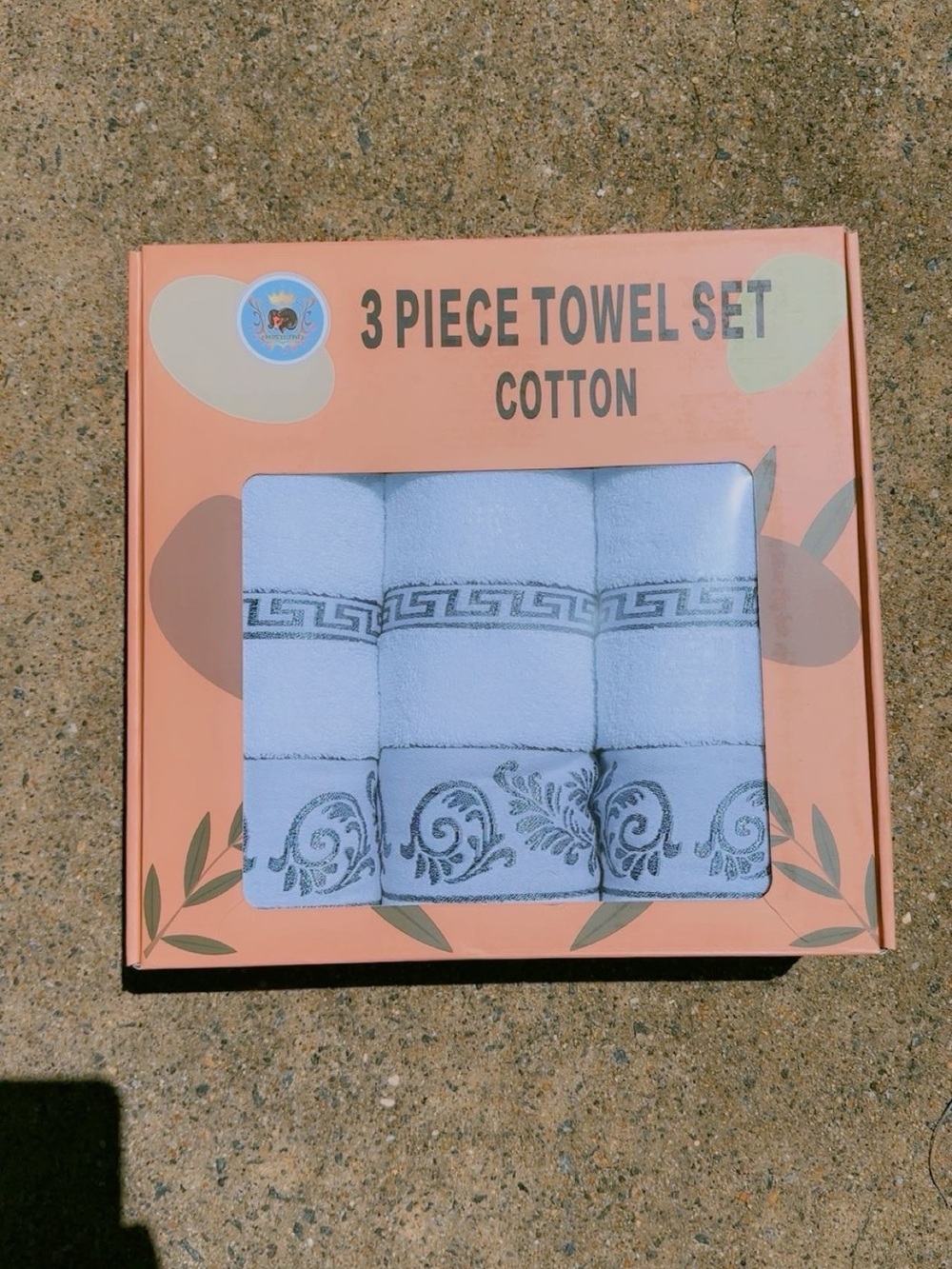 Cotton 3-Piece Light Blue Decorative Towel Set